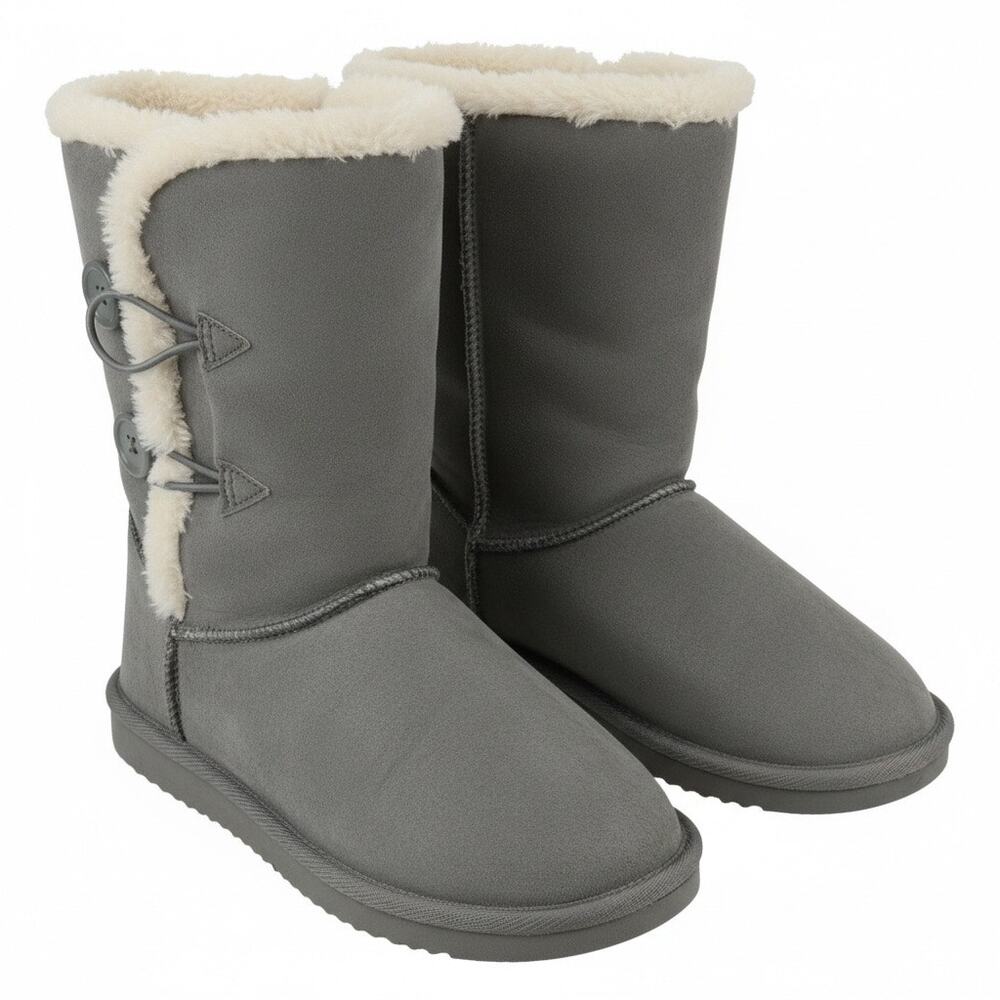 Old Navy Tall Grey Faux Suede Boots Women’s Size 2 Shearling Lined Winter